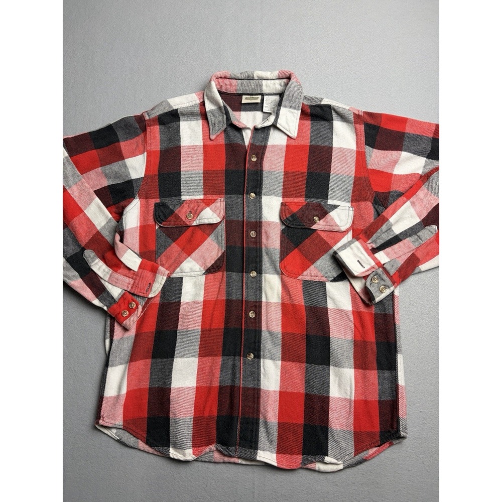 Five Brothers Flannel Shirt Shacket Mens Large Red Plaid Workwear Outdoors